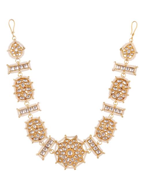 gold plated kundan matha patti - 18400744 - Very Small Image - 1