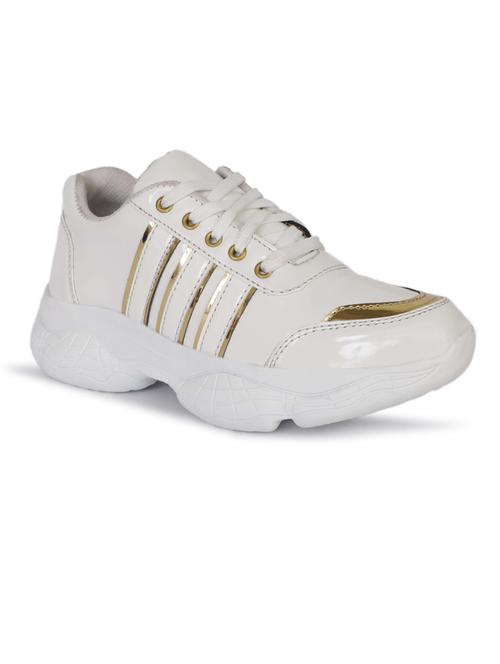 white synthetic & mesh laceup sports shoes - 18401047 - Very Small Image - 1