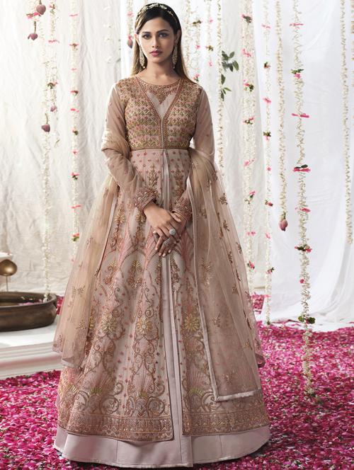 embroidered anarkali suit semi-stitched suit - 18401080 - Very Small Image - 1