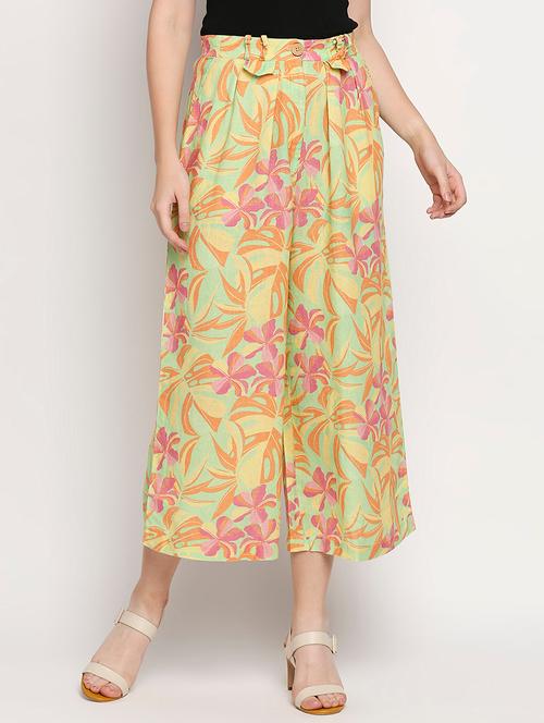 mid rise printed wide leg trouser - 18401182 - Very Small Image - 1