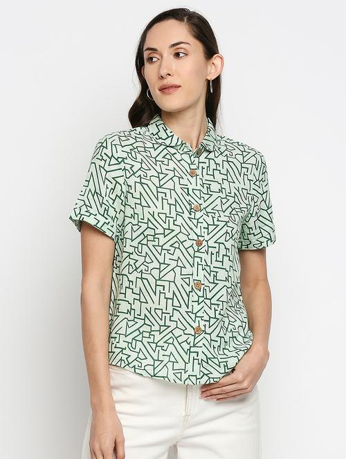 curved hem printed shirt - 18401196 - Very Small Image - 1