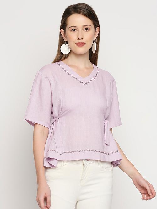 tie knot detail solid top - 18401202 - Very Small Image - 1