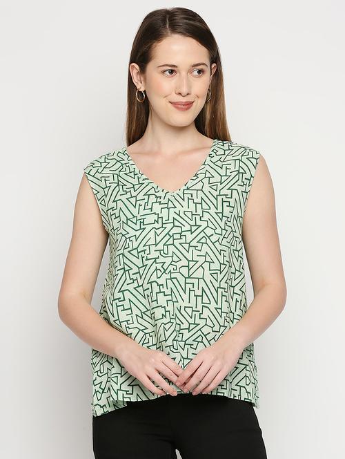 v-neck abstract top - 18401210 - Very Small Image - 1