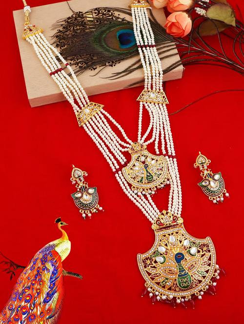 multi colored gold plated necklaces and earring - 18401453 - Very Small Image - 1