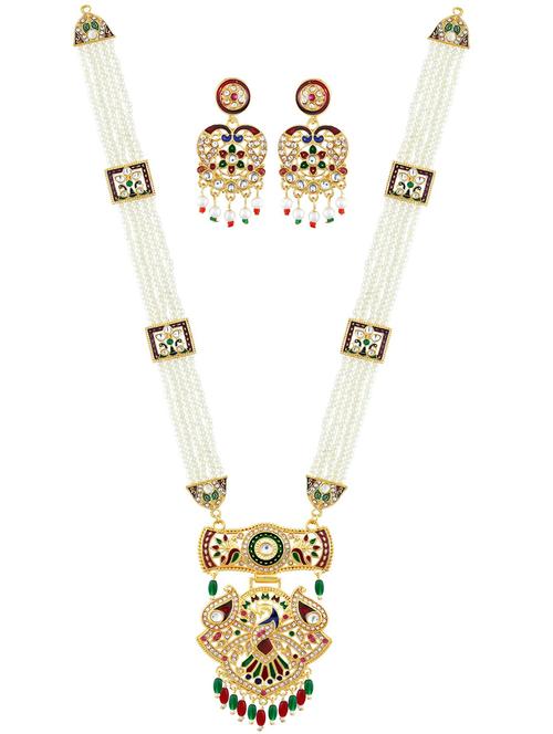 multi colored gold plated necklaces and earring - 18401454 - Very Small Image - 1