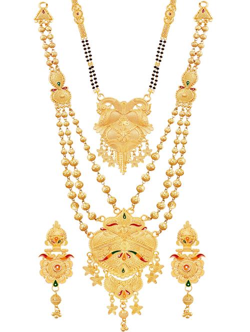 multi colored gold plated necklaces and earring - 18401469 - Very Small Image - 1