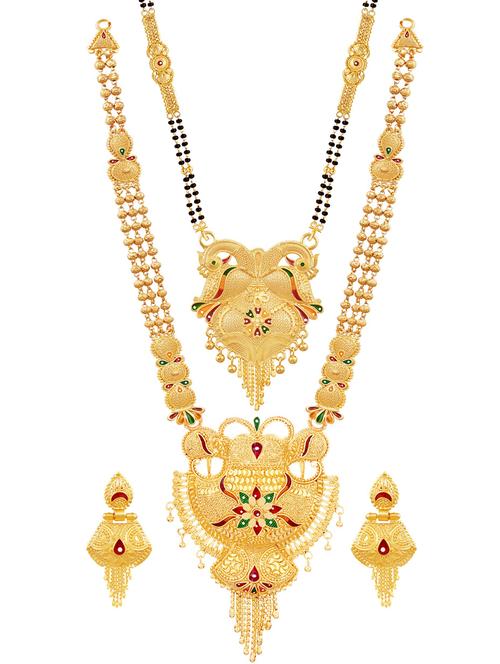 multi colored gold plated necklaces and earring - 18401472 - Very Small Image - 1