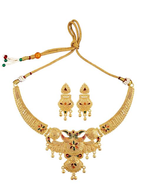 multi colored gold plated necklaces and earring - 18401478 - Very Small Image - 1