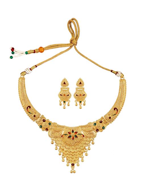 multi colored gold plated necklaces and earring - 18401479 - Very Small Image - 1