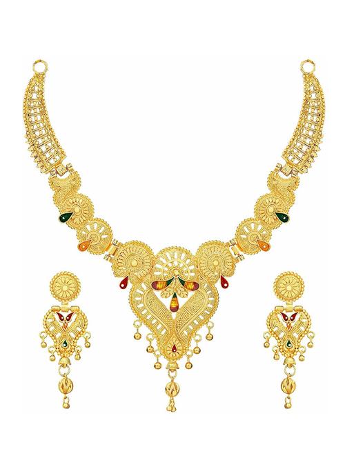 multi colored gold plated necklaces and earring - 18401508 - Very Small Image - 1