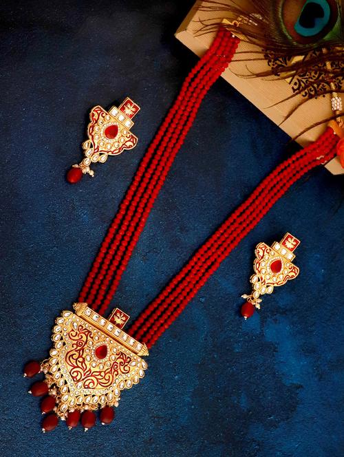 red gold plated necklaces and earring - 18401637 - Very Small Image - 1