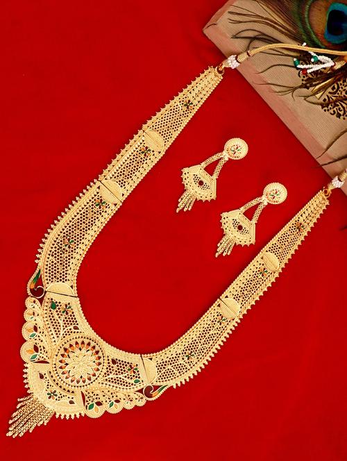 multi colored gold plated necklaces and earring - 18401665 - Very Small Image - 1