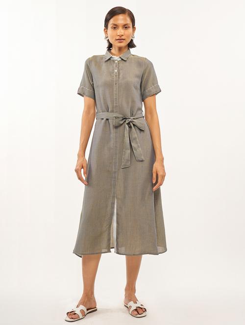 grey rayon aline ethnic dress - 18401793 - Very Small Image - 1