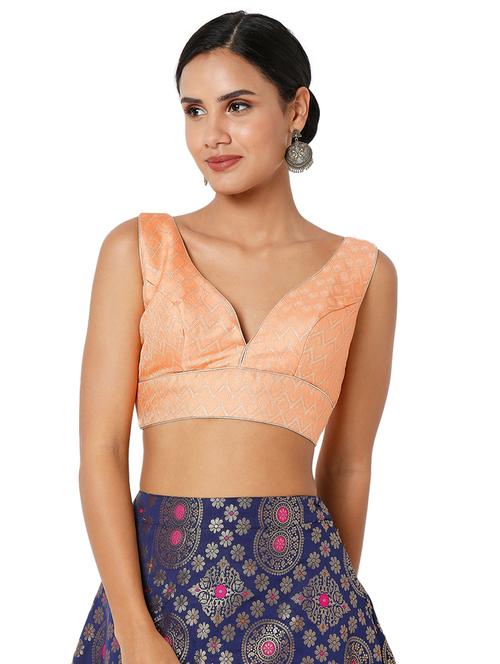 orange art silk regular blouse - 18401821 - Very Small Image - 1