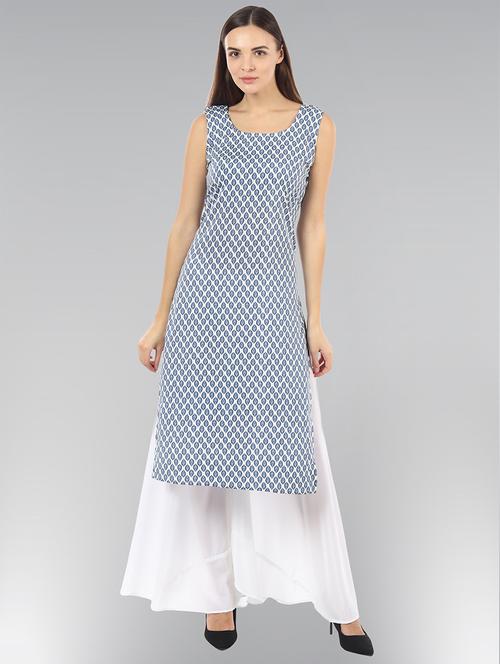 off-white floral straight kurta - 18402642 - Very Small Image - 1
