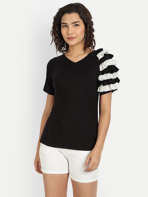 contrast frill detail top - 18402668 - Very Small Image - 1