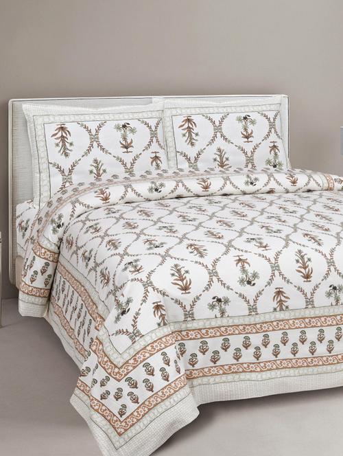 texstylehome super soft pure cotton jaipuri print double bedsheet with 2 pillow covers - 18402856 - Very Small Image - 1