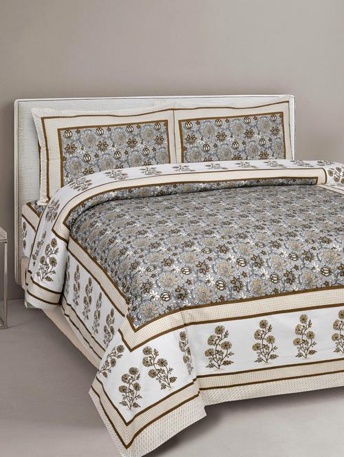 texstylehome super soft pure cotton jaipuri print double bedsheet with 2 pillow covers - 18402863 - Very Small Image - 1