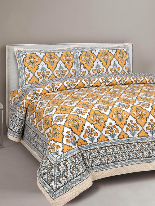texstylehome super soft pure cotton jaipuri print double bedsheet with 2 pillow covers - 18402870 - Very Small Image - 1