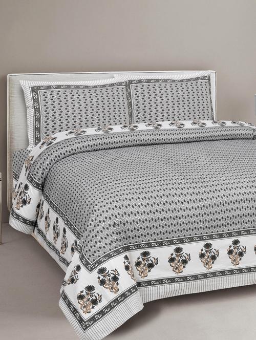 texstylehome super soft pure cotton jaipuri print double bedsheet with 2 pillow covers - 18402875 - Very Small Image - 1