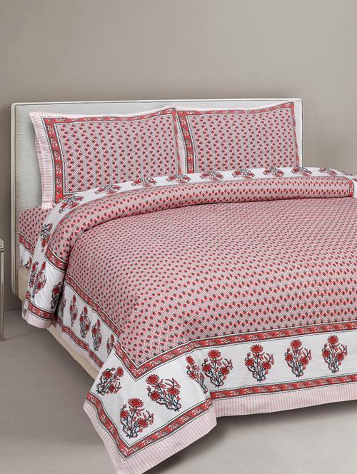 texstylehome super soft pure cotton jaipuri print double bedsheet with 2 pillow covers - 18402878 - Very Small Image - 1