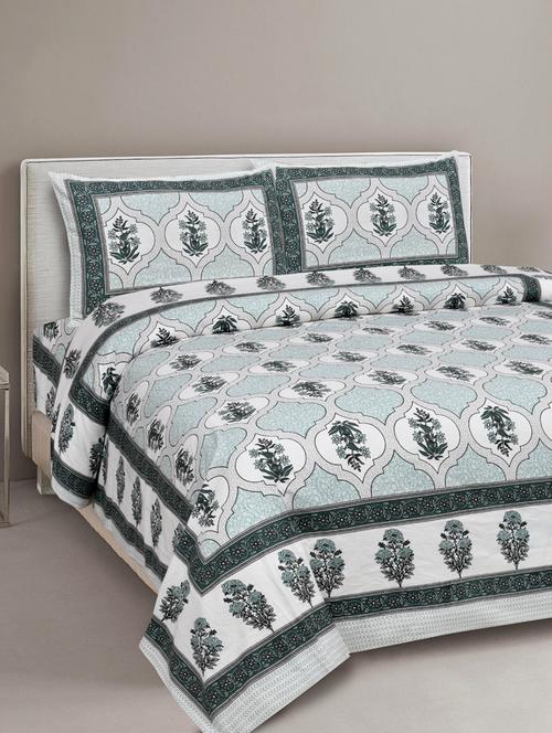 texstylehome super soft pure cotton jaipuri print double bedsheet with 2 pillow covers - 18402881 - Very Small Image - 1