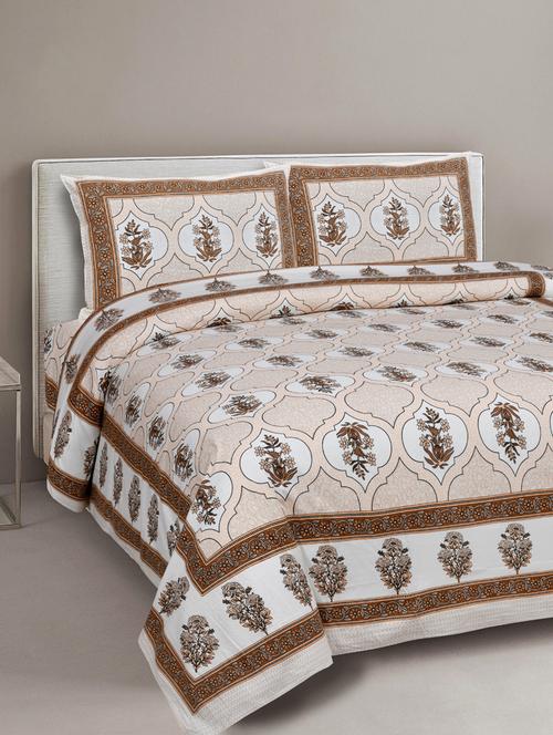 texstylehome super soft pure cotton jaipuri print double bedsheet with 2 pillow covers - 18402884 - Very Small Image - 1