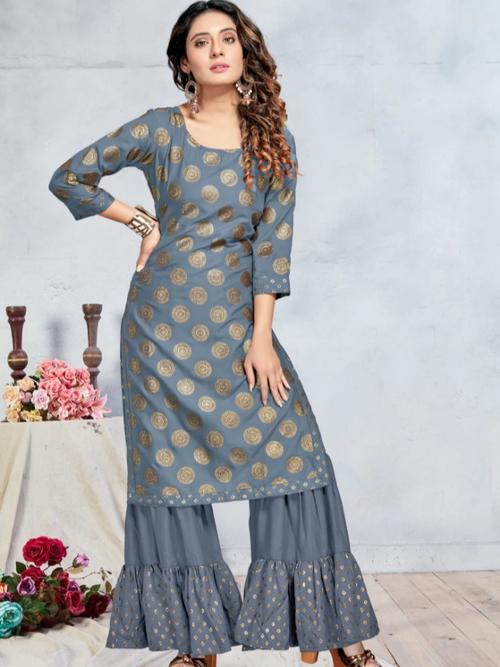 silk kurta palazzo set - 18404485 - Very Small Image - 1