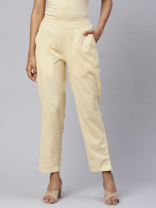 cream solid tapered pant - 18404674 - Very Small Image - 1