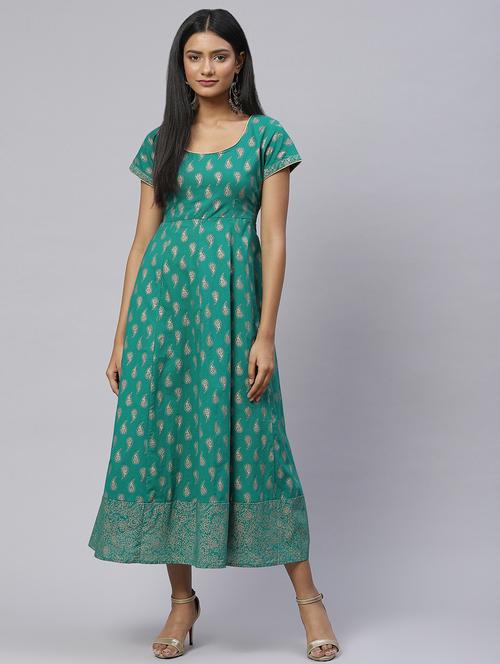 green cotton anarkali ethnic dress - 18404685 - Very Small Image - 1