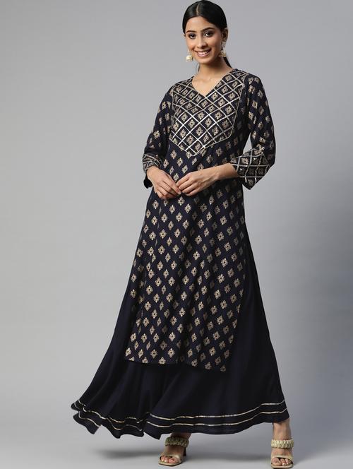 printed kurta skirt set - 18404732 - Very Small Image - 1