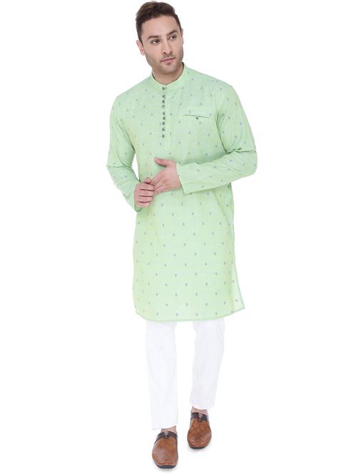 green self-designed long kurta - 18405020 - Very Small Image - 1