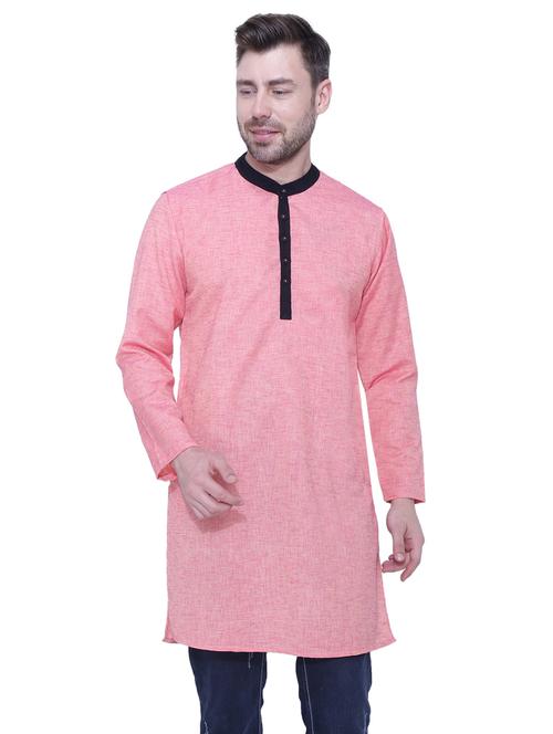 orange solid long kurta - 18405038 - Very Small Image - 1