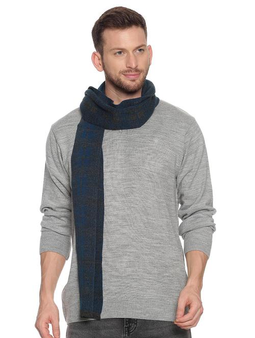 navy-blue checkered muffler - 18405147 - Very Small Image - 1