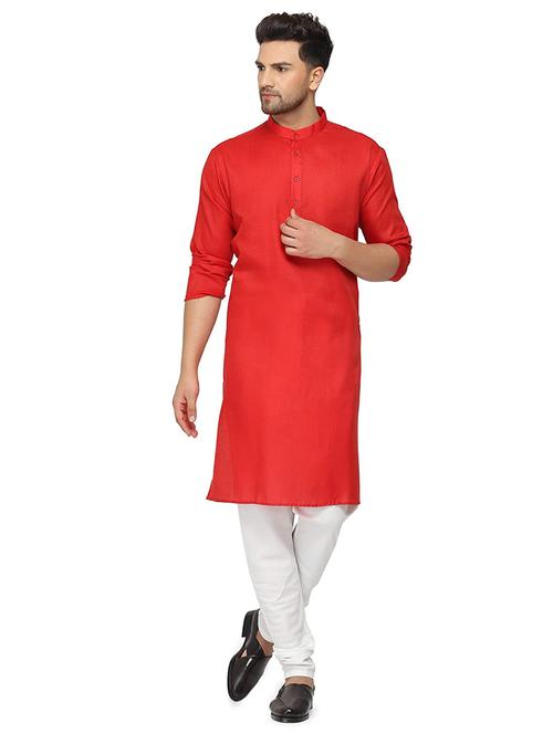 red solid kurta pyjama ethnic wear set - 18405522 - Very Small Image - 1
