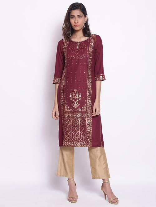 women's straight kurta - 18406037 - Very Small Image - 1