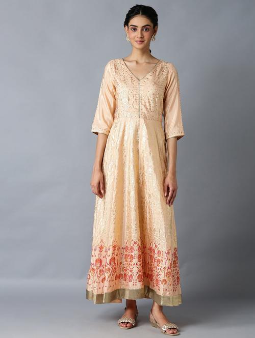floral flared ethnic dress - 18406048 - Very Small Image - 1