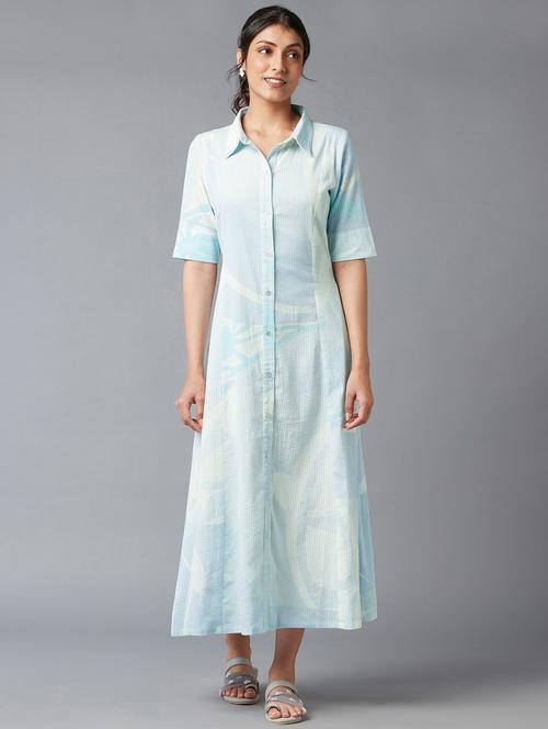 grey floral flared ethnic dress - 18406076 - Very Small Image - 1