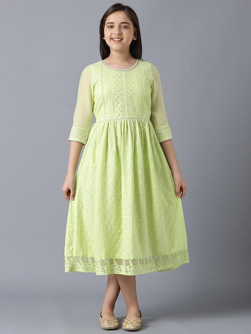 neo mint embroidered flared kurta - 18406145 - Very Small Image - 1