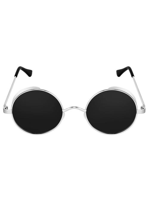 alfalah silver & black metal round unisex sunglasses - 18406238 - Very Small Image - 1
