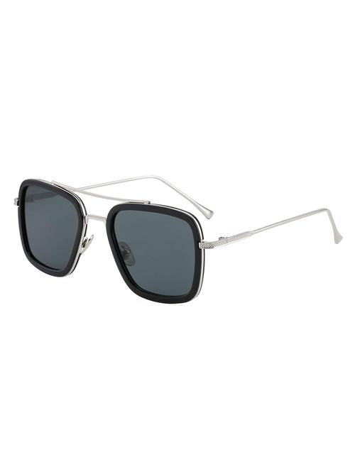 alfalah silver & black metal square unisex sunglasses - 18406245 - Very Small Image - 1