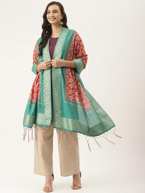 orange viscose dupatta - 18406323 - Very Small Image - 1