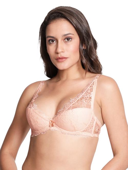 peach lace balconette bra - 18406426 - Very Small Image - 1