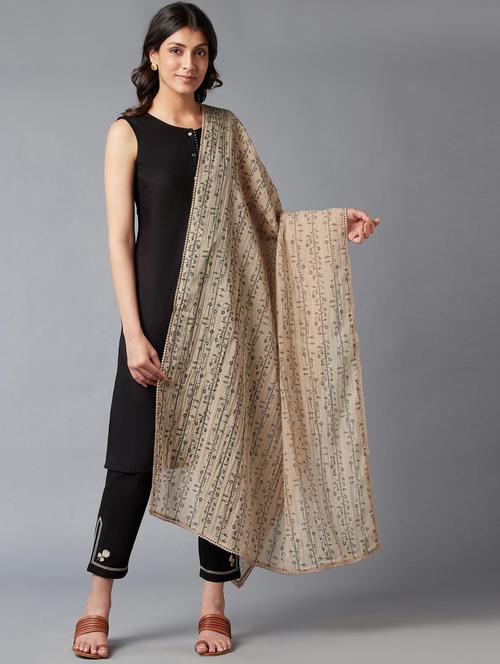 beige cotton dupatta - 18406477 - Very Small Image - 1