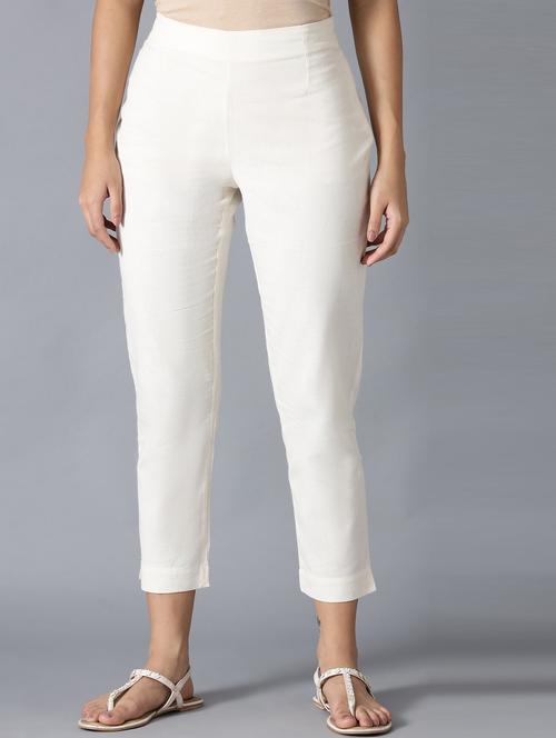 white solid straight pant - 18406703 - Very Small Image - 1