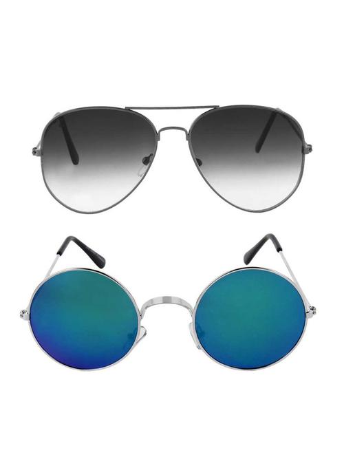 black & silver aviator metal unisex combo sunglasses - 18406782 - Very Small Image - 1