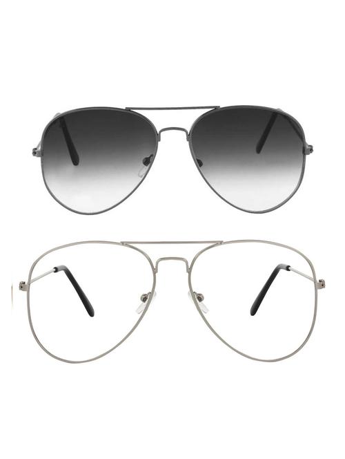 alfalah black & silver aviator metal unisex combo sunglasses - 18406794 - Very Small Image - 1