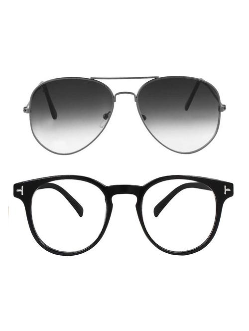 alfalah black & black aviator metal unisex combo sunglasses - 18406795 - Very Small Image - 1