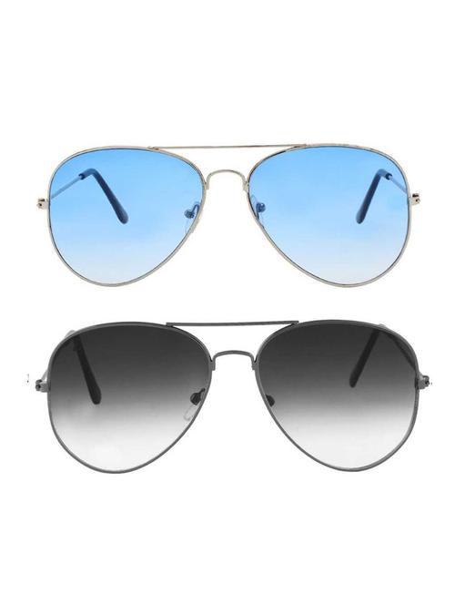alfalah silver & black aviator metal unisex combo sunglasses - 18406801 - Very Small Image - 1