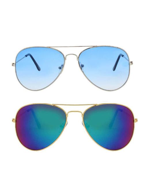 silver & gold aviator metal unisex combo sunglasses - 18406802 - Very Small Image - 1